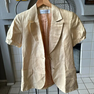 Vintage Guy Laroche Paris Cotton & silk blazer short sleeve cream size small